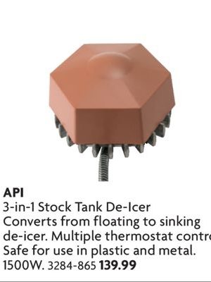 3-in-1 Stock Tank De-IceConvertsr from floating to sinkingde-icer