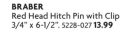 Red Head Hitch Pin with Clip