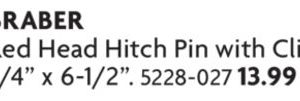 Red Head Hitch Pin with Clip
