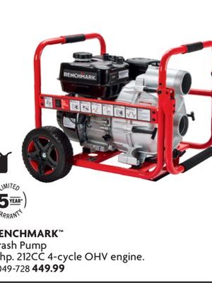 Trash Pum7p hp. 212CC 4-cycle OHV engine