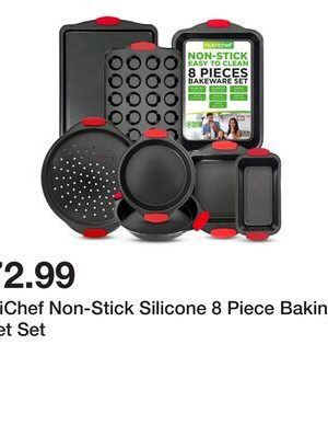 NutriChef Non-Stick Silicone 8 Piece Baking Sheet Set