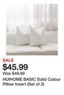 HUIHOME BASIC Solid Colour Pillow Insert (Set of 2)