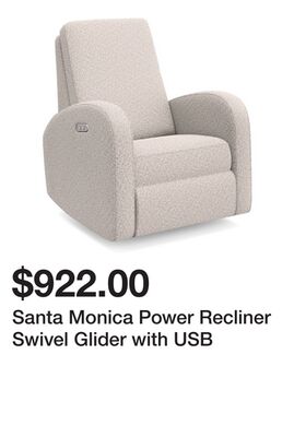 Santa Monica Power Recliner Swivel Glider with USB