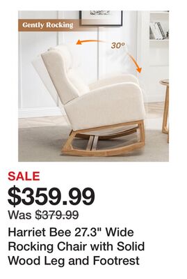 Harriet Bee 27.3" Wide Rocking Chair with Solid Wood Leg and Footrest