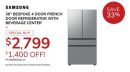 SAMSUNG 36" BESPOKE 4 DOOR FRENCH DOOR REFRIGERATOR WITH BEVERAGE CENTER