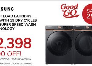 SAMSUNG FRONT LOAD LAUNDRY DUO WITH 19 DRY CYCLES AND SUPER SPEED WASH TECHNOLOGY