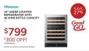 Hisense 24" UNDER COUNTER REFRIGERATOR WITH 46 WINE BOTTLE CAPACITY