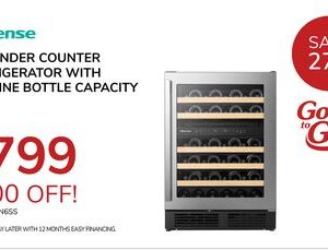 Hisense 24" UNDER COUNTER REFRIGERATOR WITH 46 WINE BOTTLE CAPACITY
