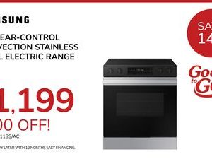 SAMSUNG 30" REAR-CONTROL CONVECTION STAINLESS STEEL ELECTRIC RANGE