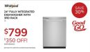 WHIRLPOOL 24" FULLY INTEGRATED DISHWASHER WITH 3RD RACK