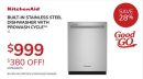 KITCHENAID BUILT-IN STAINLESS STEEL DISHWASHER WITH PROWASH CYCLE™