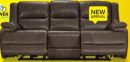 Allie Leather Dual Power Reclining Sofa - Mocha