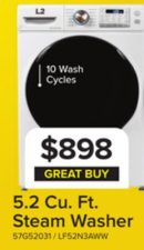 L2 White Front Load Washer (5.2 Cu. Ft) - LF52N3AWW
