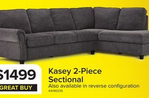 Kasey 2-Piece Sectional with Left Facing Chaise - Grey