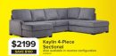 Kaylin 4-Piece Sectional with Right-Facing Chaise - Grey