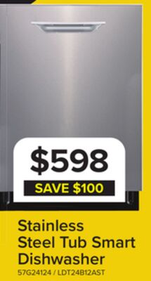 L2 Stainless Steel Smart Dishwasher with Sensor (52 dBA) - LDT24B12AST