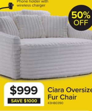 Ciara Fur Accent Chair - White