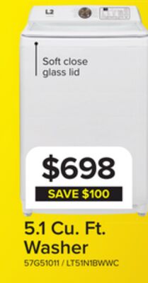 L2 White Top Load Electric Washer (5.1 Cu.ft ) - LT51N1BWWC