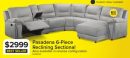 Pasadena 6-Piece Reclining Sectional with Right-Facing Chaise - Light Grey