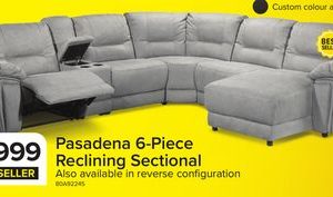 Pasadena 6-Piece Reclining Sectional with Right-Facing Chaise - Light Grey