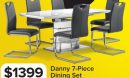 Danny 7-Piece Extendable Dining Set - White and Dark Grey