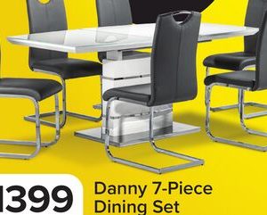 Danny 7-Piece Extendable Dining Set - White and Dark Grey