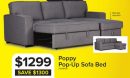 Poppy Pop-Up Sofa Bed - Grey