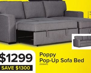 Poppy Pop-Up Sofa Bed - Grey