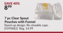 7 pc Clear Spout Pouches with Funnel