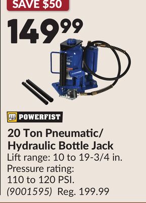 20 Ton Pneumatic/ Hydraulic Bottle Jack