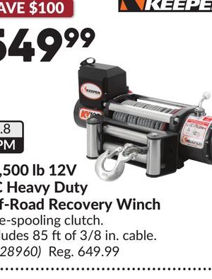 10,500 lb 12V DC Heavy Duty Off-Road Recovery Winch
