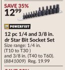 12 pc 1/4 and 3/8 in. dr Star Bit Socket Set
