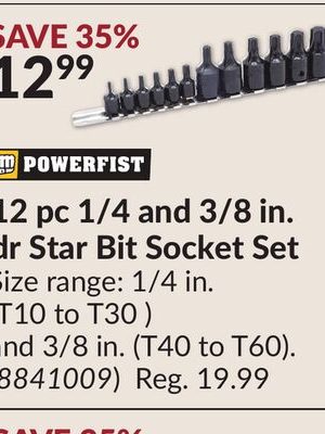 12 pc 1/4 and 3/8 in. dr Star Bit Socket Set