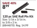 120 pc SAE Roll Pin Kit
