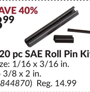 120 pc SAE Roll Pin Kit