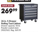 26 in. 5-Drawer Rolling Tool Cabinet
