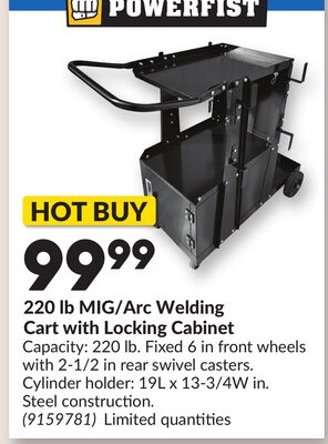 220 lb MIG/Arc Welding Cart with Locking Cabinet