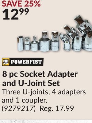 8 pc Socket Adapter and U-Joint Set