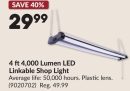 4 ft 4,000 Lumen LED Linkable Shop Light