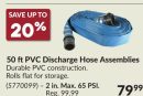 2 in. Max. 65 PSI. 50 ftPVC Discharge Hose Assemblies