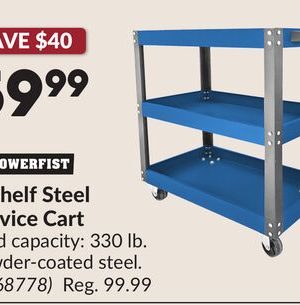 3-Shelf Steel Service Cart