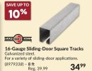 16-Gauge Sliding-Door Square Tracks 8 ft
