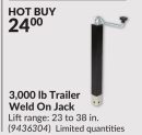 3,000 lb Trailer Weld On Jack