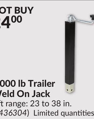 3,000 lb Trailer Weld On Jack