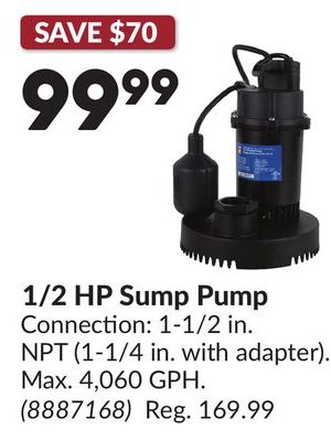 1/2 HP Sump Pump