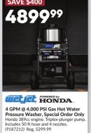 4 GPM @ 4,000 PSI Gas Hot Water Pressure Washer, Special Order Only