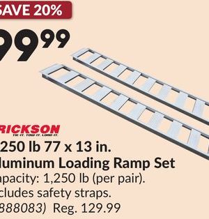 1,250 lb 77 x 13 in. Aluminum Loading Ramp Set