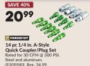 14 pc 1/4 in. A-Style Quick Coupler/Plug Set