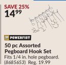 50 pc Assorted Pegboard Hook Set