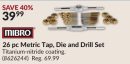 MIBRO 26 pc Metric Tap, Die and Drill Set